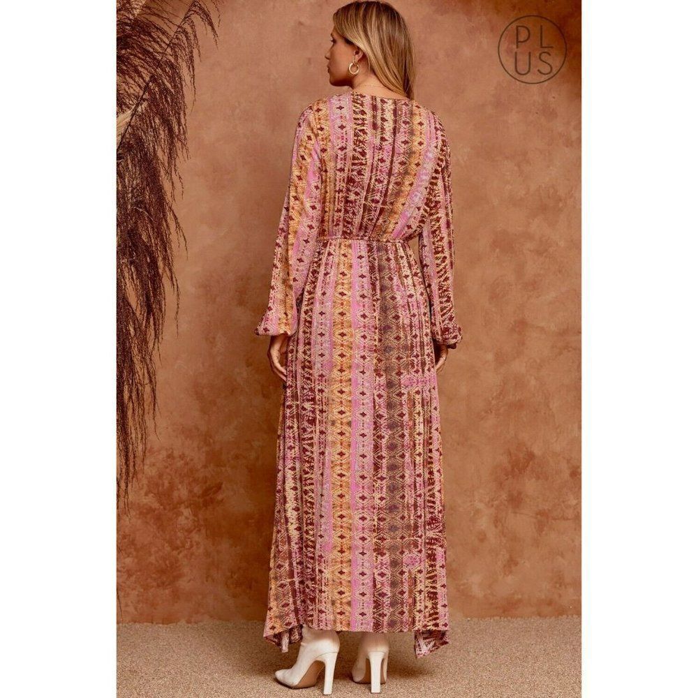 Andree By Unit Fun Woven Printed Maxi Dress Western Boho Bohemian New S-L D10321 - Picture 3 of 5